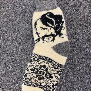 Men's Black and Cream Graphic Socks